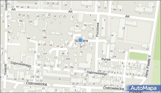 Radzyń Podlaski, Spokojna, 3a, mapa Radzyń Podlaski