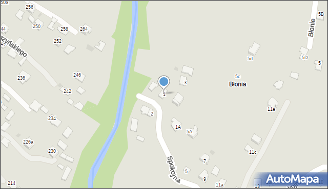 Ropczyce, Spokojna, 1, mapa Ropczyce