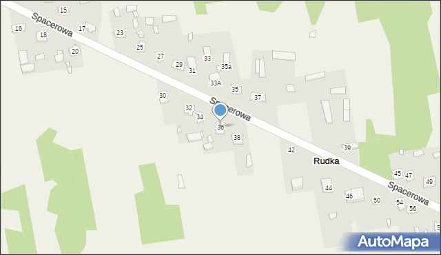 Rudka, Spacerowa, 36, mapa Rudka