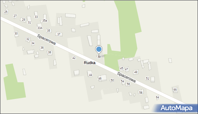 Rudka, Spacerowa, 39, mapa Rudka