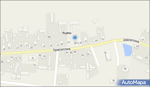 Rudno, Spacerowa, 43, mapa Rudno