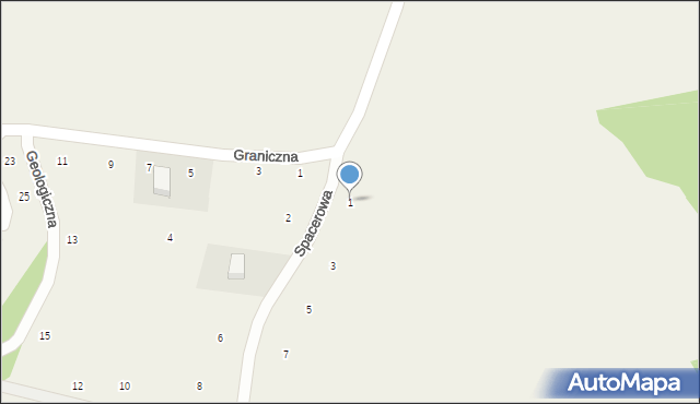 Rybna, Spacerowa, 1, mapa Rybna