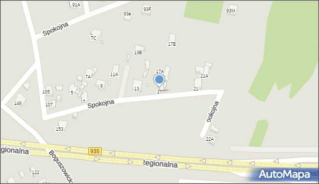 Rybnik, Spokojna, 17, mapa Rybnika