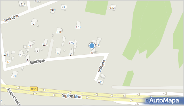 Rybnik, Spokojna, 21, mapa Rybnika