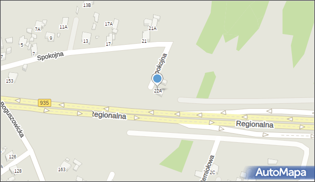 Rybnik, Spokojna, 22A, mapa Rybnika