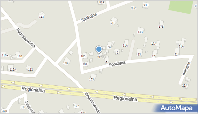 Rybnik, Spokojna, 5, mapa Rybnika