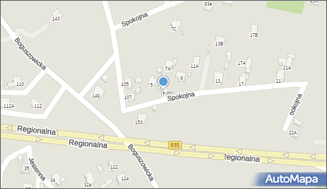 Rybnik, Spokojna, 7, mapa Rybnika