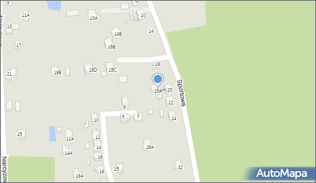 Rybnik, Sportowa, 20A, mapa Rybnika