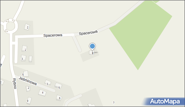 Rybno, Spacerowa, 8, mapa Rybno