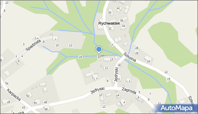 Rychwałdek, Spadzista, 13, mapa Rychwałdek