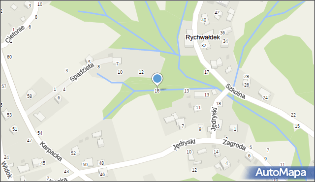 Rychwałdek, Spadzista, 16, mapa Rychwałdek