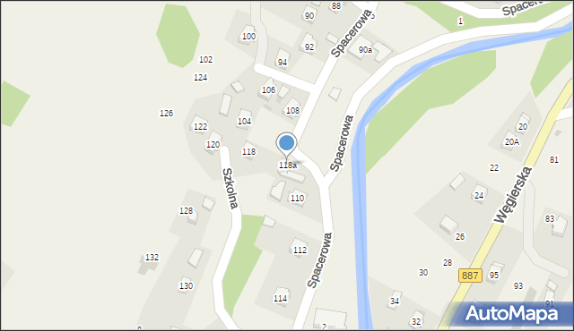 Rymanów-Zdrój, Spacerowa, 118a, mapa Rymanów-Zdrój