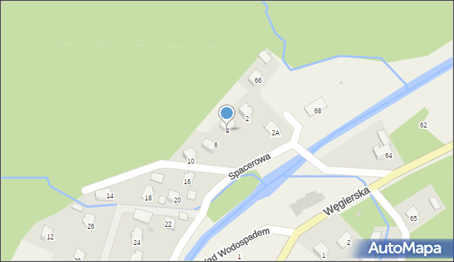 Rymanów-Zdrój, Spacerowa, 4, mapa Rymanów-Zdrój