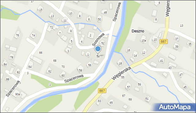 Rymanów-Zdrój, Spacerowa, 54, mapa Rymanów-Zdrój