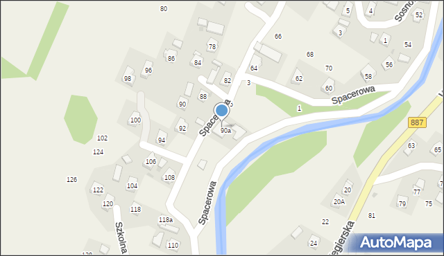 Rymanów-Zdrój, Spacerowa, 90a, mapa Rymanów-Zdrój