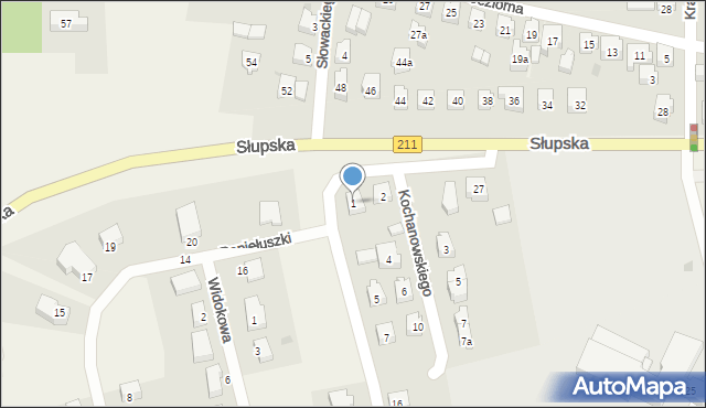 Sierakowice, Sportowa, 1, mapa Sierakowice
