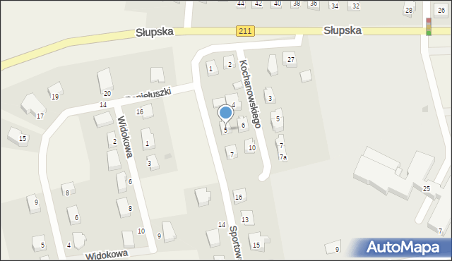 Sierakowice, Sportowa, 5, mapa Sierakowice
