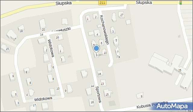 Sierakowice, Sportowa, 7, mapa Sierakowice