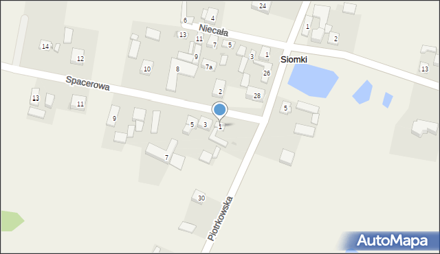 Siomki, Spacerowa, 1, mapa Siomki