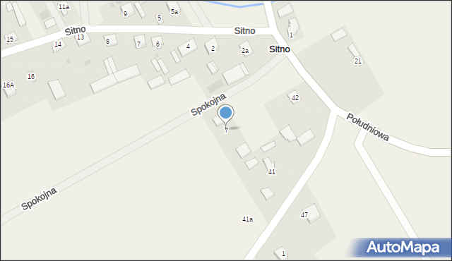 Sitno, Spokojna, 7, mapa Sitno