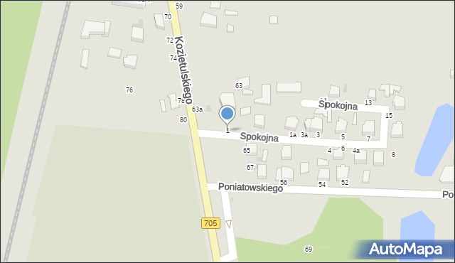 Skierniewice, Spokojna, 1, mapa Skierniewic