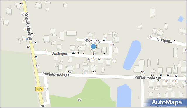 Skierniewice, Spokojna, 5, mapa Skierniewic