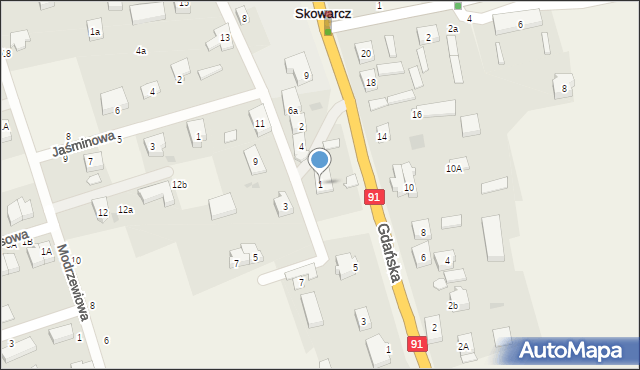 Skowarcz, Spacerowa, 1, mapa Skowarcz