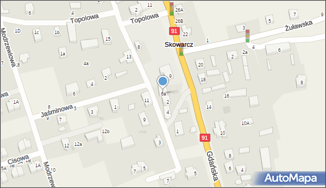 Skowarcz, Spacerowa, 6a, mapa Skowarcz