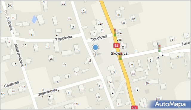 Skowarcz, Spacerowa, 8, mapa Skowarcz