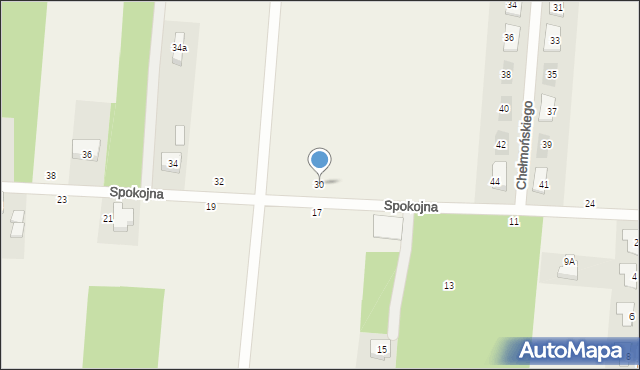 Skrzeszew, Spokojna, 30, mapa Skrzeszew