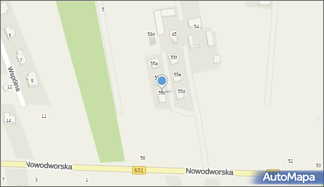 Skrzeszew, Spokojna, 55c, mapa Skrzeszew