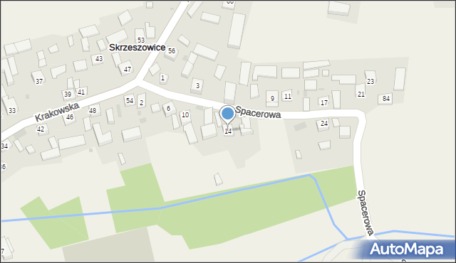 Skrzeszowice, Spacerowa, 14, mapa Skrzeszowice