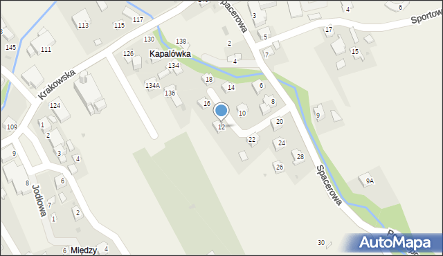 Ślemień, Spacerowa, 12, mapa Ślemień