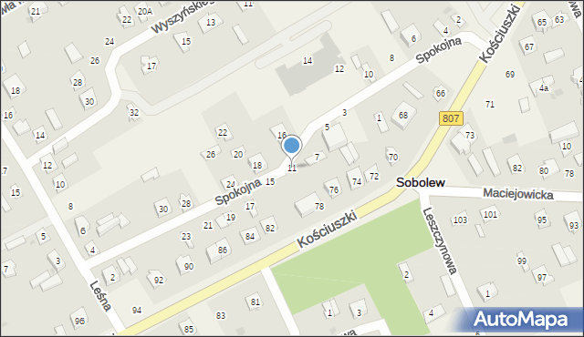 Sobolew, Spokojna, 11, mapa Sobolew