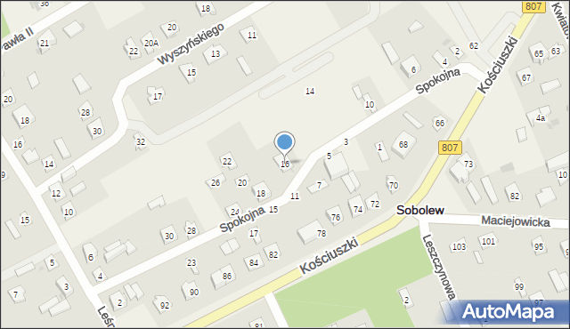 Sobolew, Spokojna, 16, mapa Sobolew