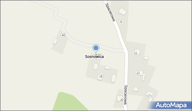 Sosnowica, Spacerowa, 16, mapa Sosnowica