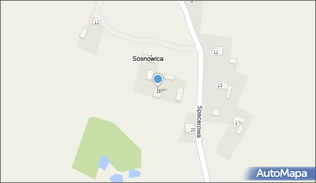 Sosnowica, Spacerowa, 18, mapa Sosnowica