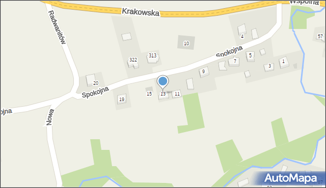 Sosnowice, Spokojna, 13, mapa Sosnowice