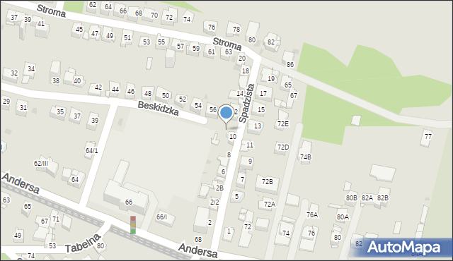 Sosnowiec, Spadzista, 10/I, mapa Sosnowca