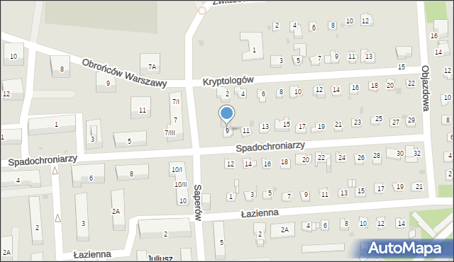 Sosnowiec, Spadochroniarzy, 9, mapa Sosnowca