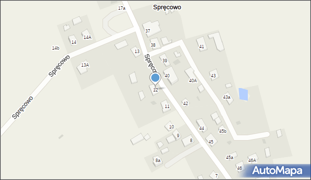 Spręcowo, Spręcowo, 12, mapa Spręcowo