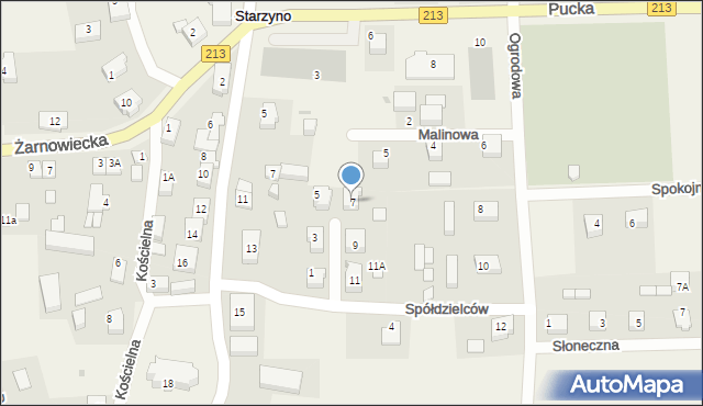 Starzyno, Spółdzielców, 7, mapa Starzyno