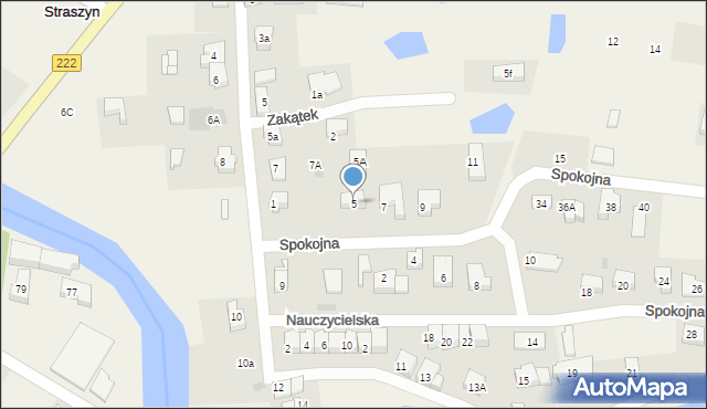 Straszyn, Spokojna, 5, mapa Straszyn