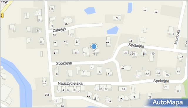 Straszyn, Spokojna, 9, mapa Straszyn