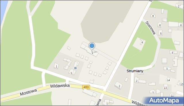 Strumiany, Spacerowa, 1, mapa Strumiany