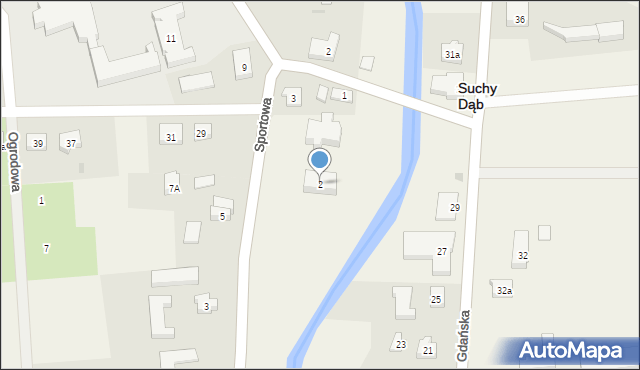 Suchy Dąb, Sportowa, 2, mapa Suchy Dąb