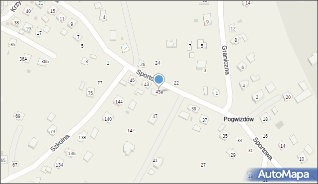 Świerzowa Polska, Sportowa, 43a, mapa Świerzowa Polska