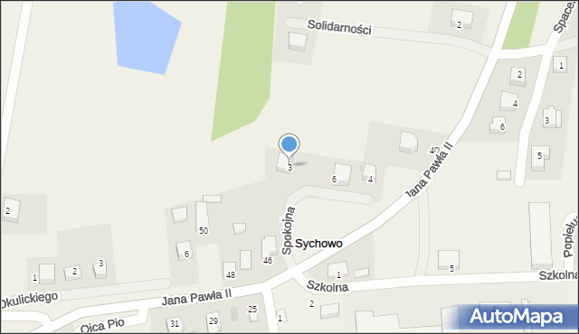 Sychowo, Spokojna, 3, mapa Sychowo