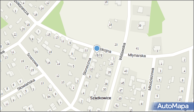 Szadkowice-Ogrodzim, Spokojna, 5, mapa Szadkowice-Ogrodzim