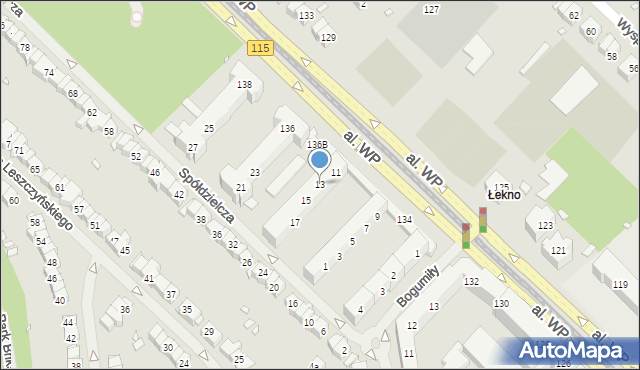 Szczecin, Spółdzielcza, 13, mapa Szczecina